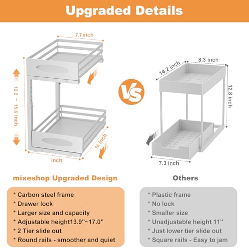 Under Sink Organizer, Pull Out Cabinet Organizers, Slide Sink Steel Shelf Cabinet Storage Shelves, Under Sink Storage for Kitchen Bathroom Cabinet