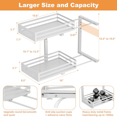 Under Sink Organizer, Pull Out Cabinet Organizers, Slide Sink Steel Shelf Cabinet Storage Shelves, Under Sink Storage for Kitchen Bathroom Cabinet